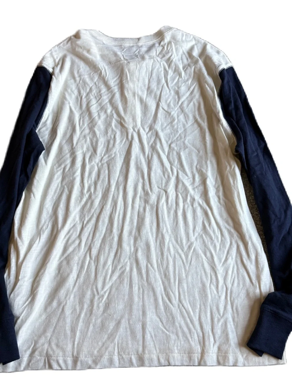 J. Crew Two-Tone Henley Long Sleeve Shirt NEW White Body Navy Sleeves XL Men’s